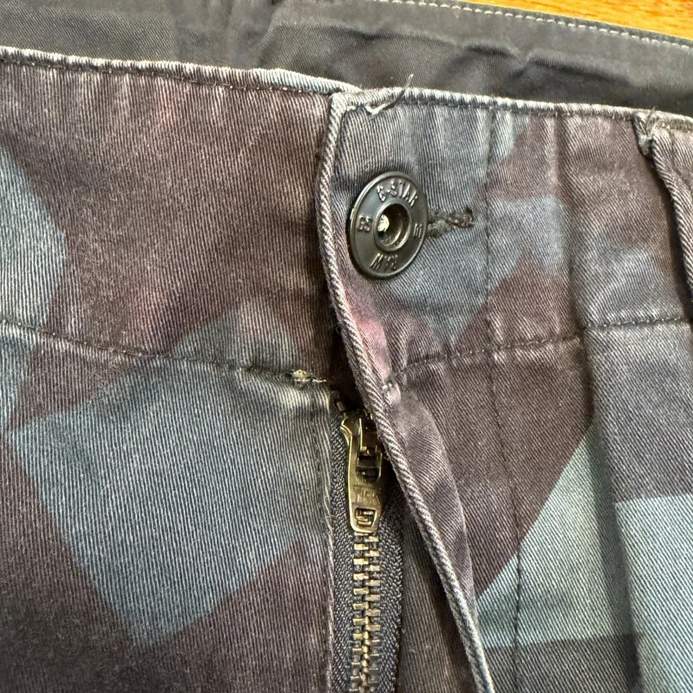 G-Star Raw Rovic Slim Cargo Pants Fits Mens 36x31 Blue Geometric Camo Tactical